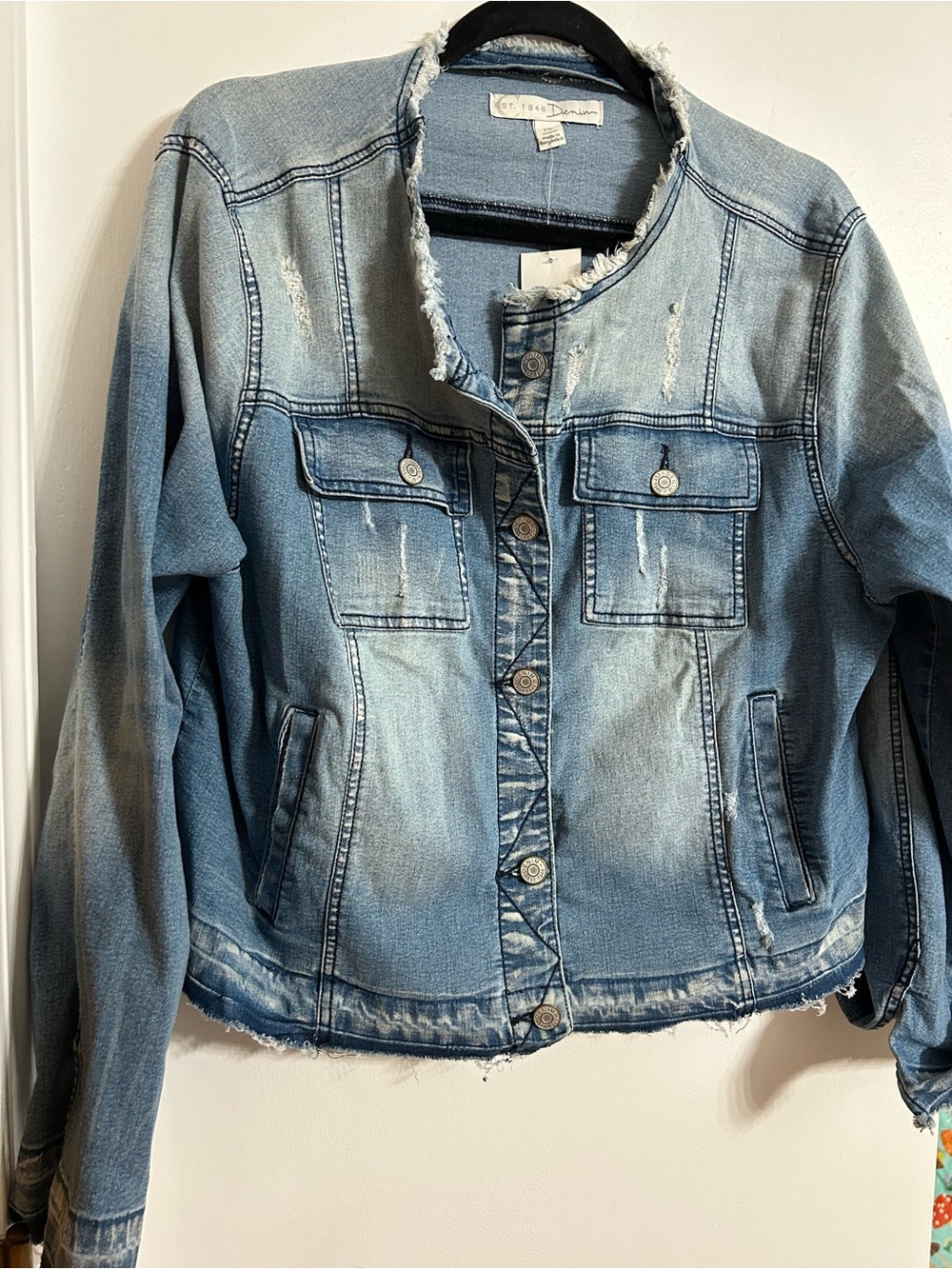 Cato Light Blue Distressed Denim Jacket - Picture 3 of 9
